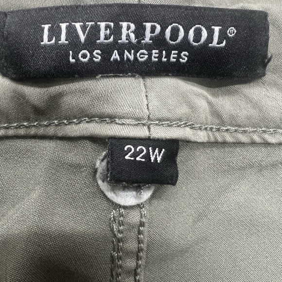 Liverpool Cargo Trouser Women 22W Army Green Zip Hem Joggers Utility Pockets - Picture 8 of 12